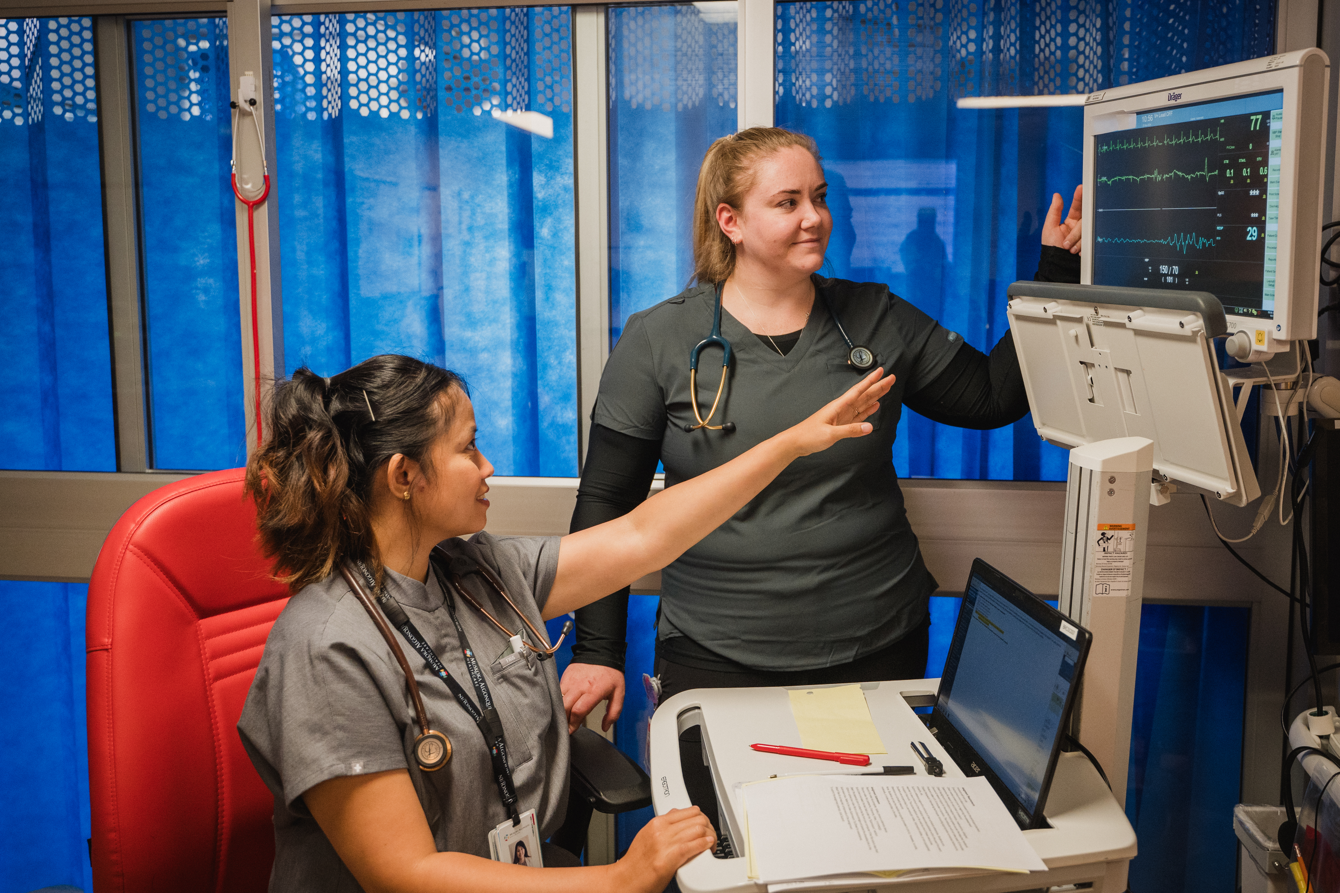 A nurse orientating another nurse