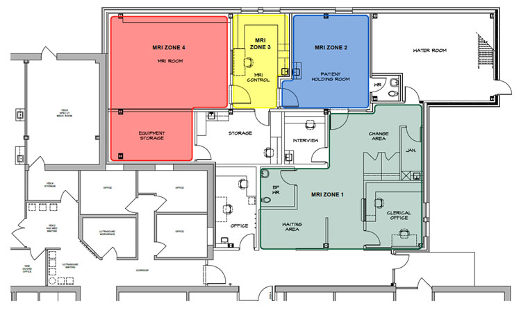 Architectural floor plan for the MRI Suite