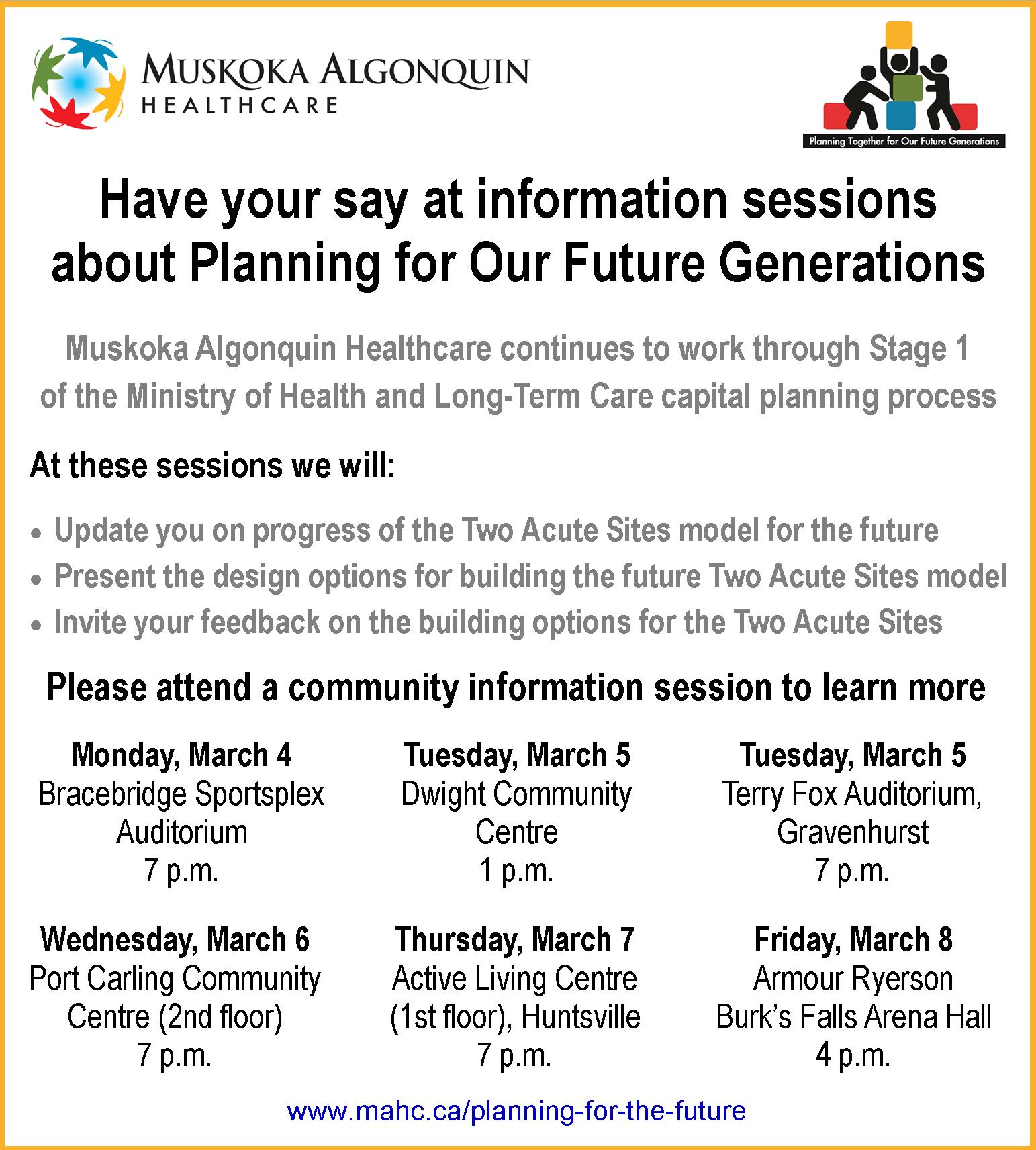 March 4-8 Community Information Sessions