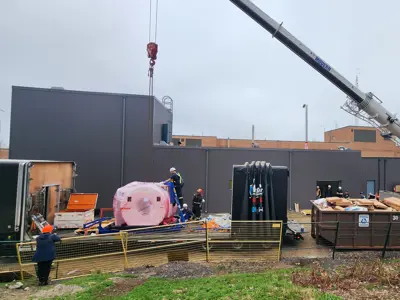 Unloading of Muskoka's new MRI machine