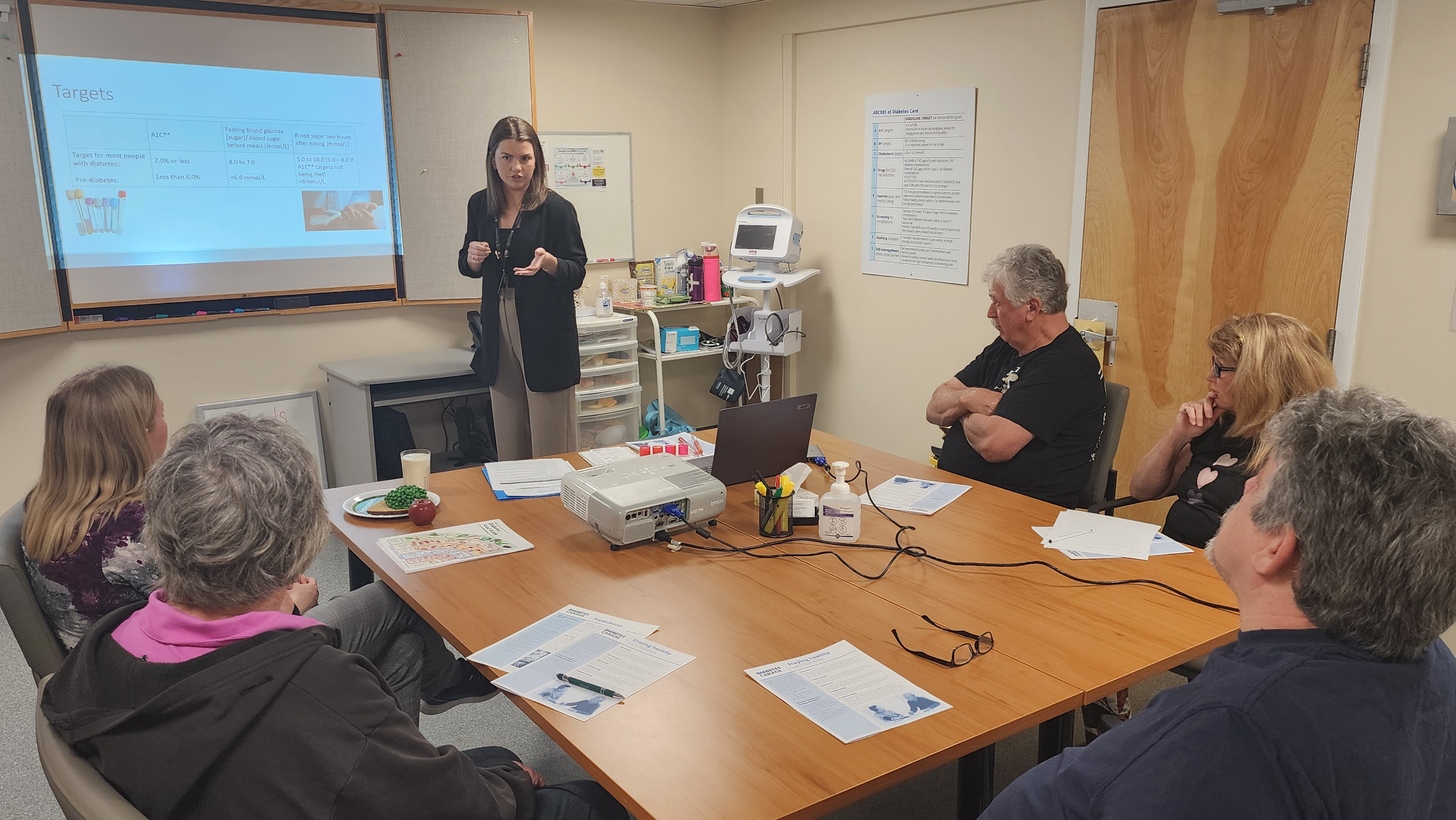 A Certified Diabetes Educator instructing a class